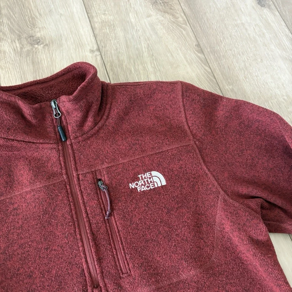 The North Face Mens 1/4 Quarter Zip Textured Long Sleeve Fleece Red Size Medium
